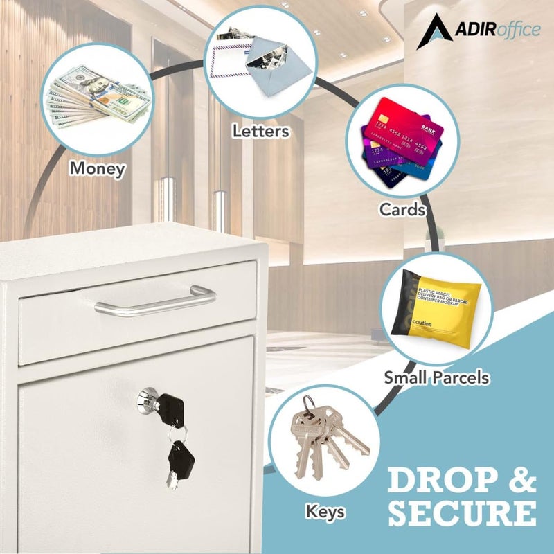 AdirOffice Wall Mount Mailbox - Mailbox with Lock and Keys- Durable Wall Mounted Locking Mailbox and Cash Drop Box for House, Apartments and Bussiness After Hours Deposits - Image 4